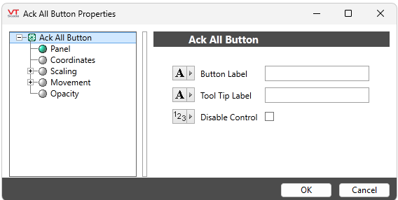 Configure button label, and tool tip label or disable control.