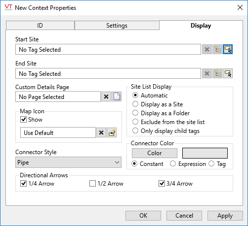 Context tag - Display tab - Connector option