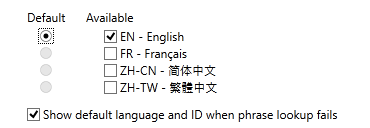 Set a default and enable up to 4 languages.