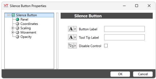 Configure button label, and tool tip label or disable control.