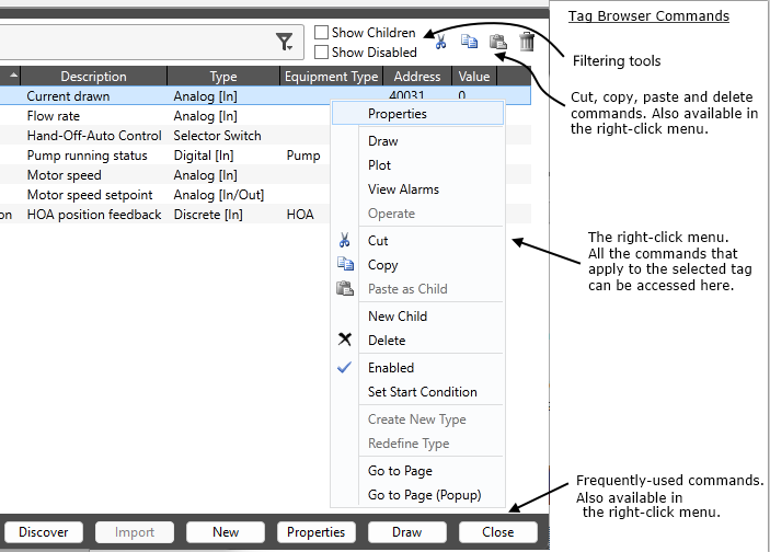 Tag Browser Commands