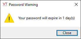 Password will expire in x days
