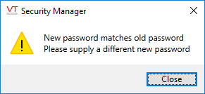 New password matches old