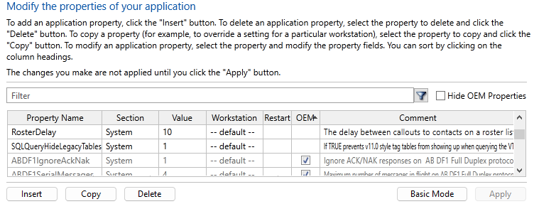 The Edit Properties screen