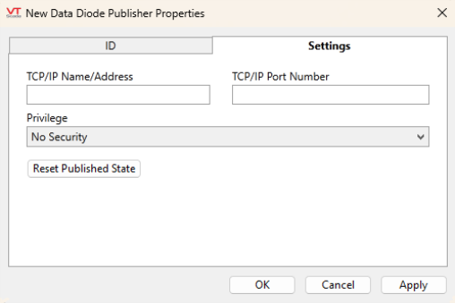 Link the port tag, set the security privilege or opt to reset the published state.